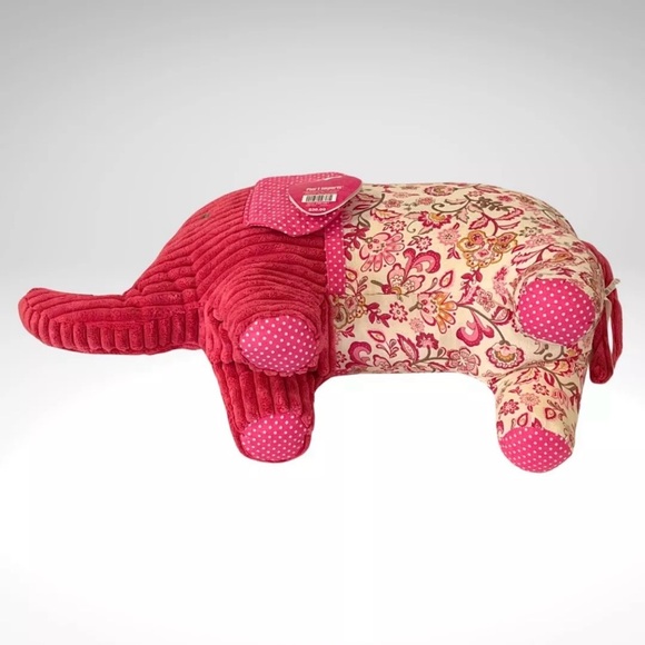 Pier 1 Elephant Plush Corduroy Paisley Polka Dot Hot Pink Embroidered Eyes - Picture 6 of 8